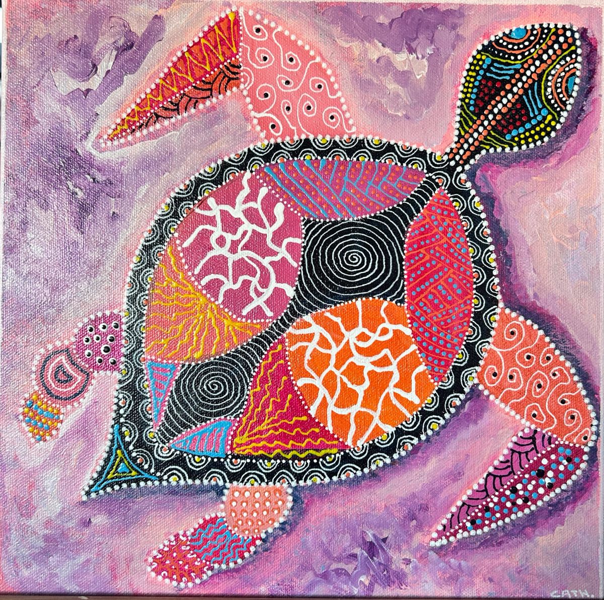 Coralie, la tortue dans la mer rose